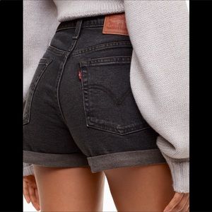 Levi’s 505 Black High Waisted Denim Cut Off Shorts